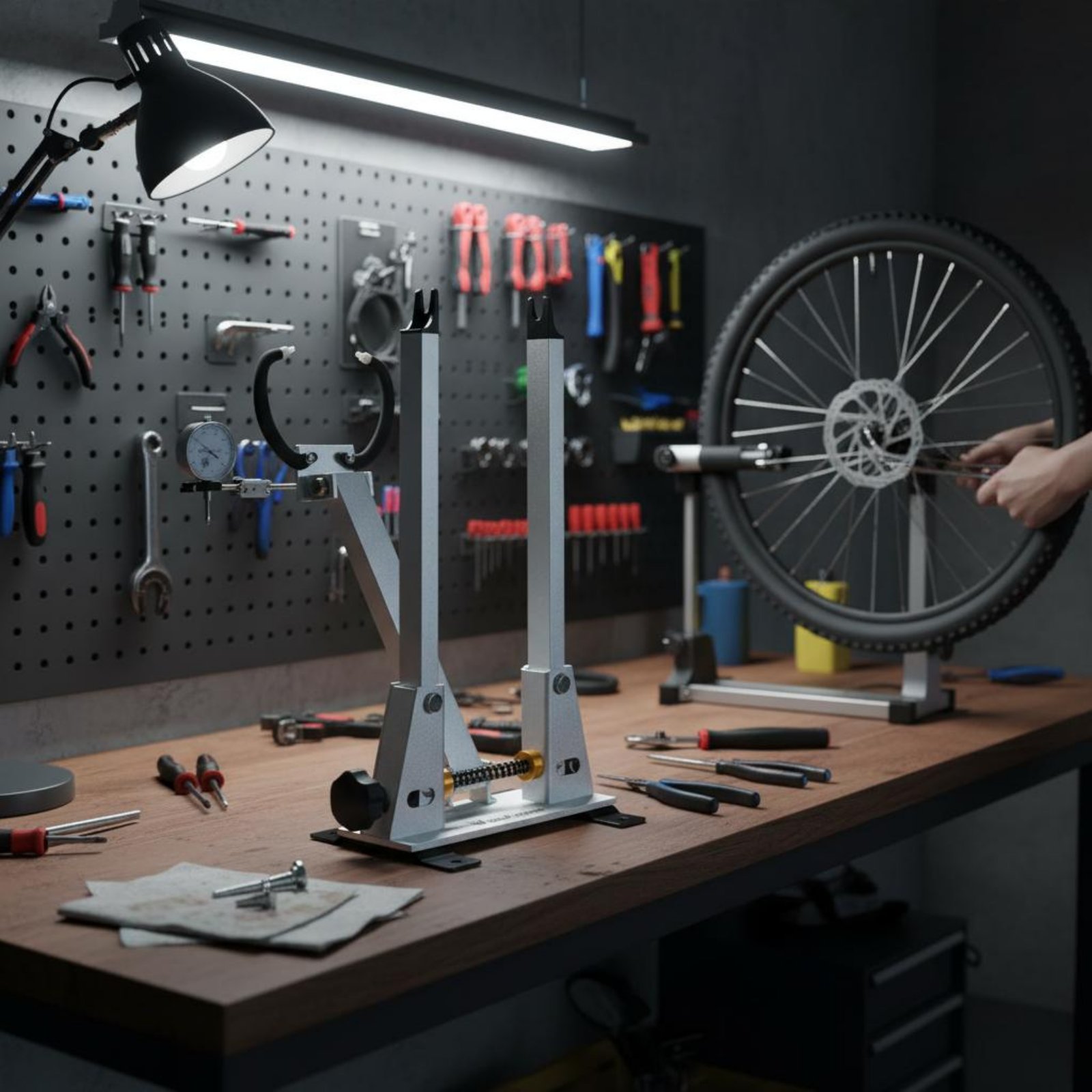 Two-Wheeler Wheel Truing Stand - Mountain Biking Gear ulasan dan harga